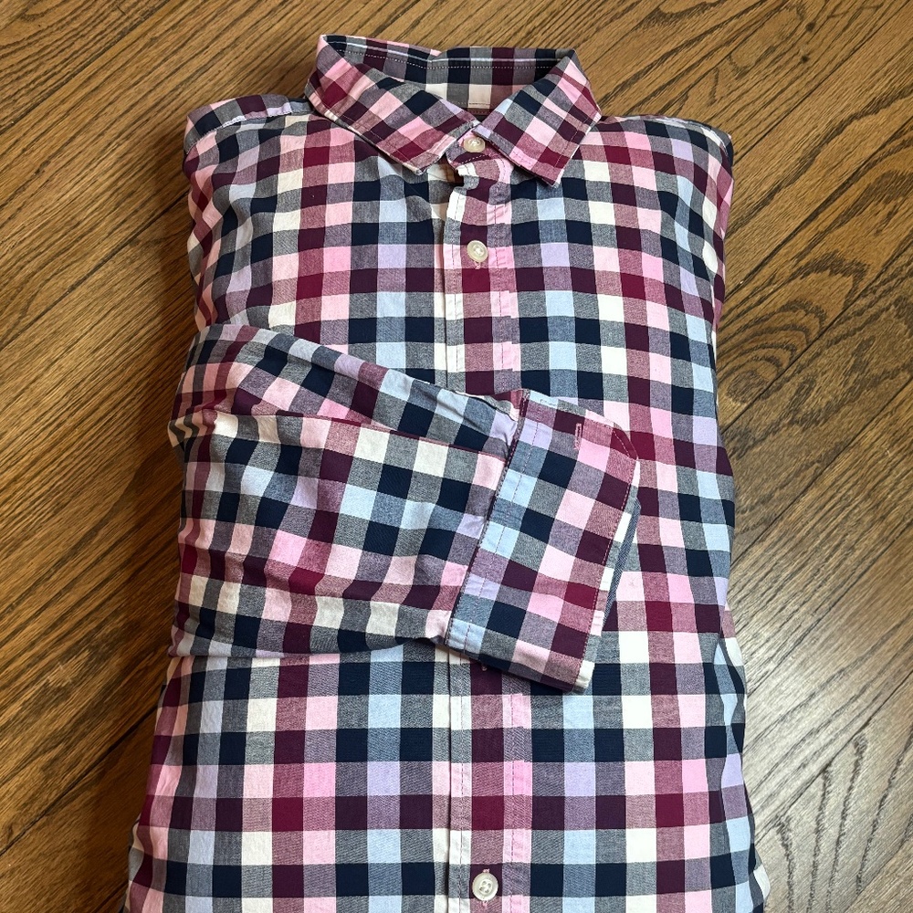 Banana Republic "Grant Fit" 078 Wash Shirt - Blue & Red Plaid - XL